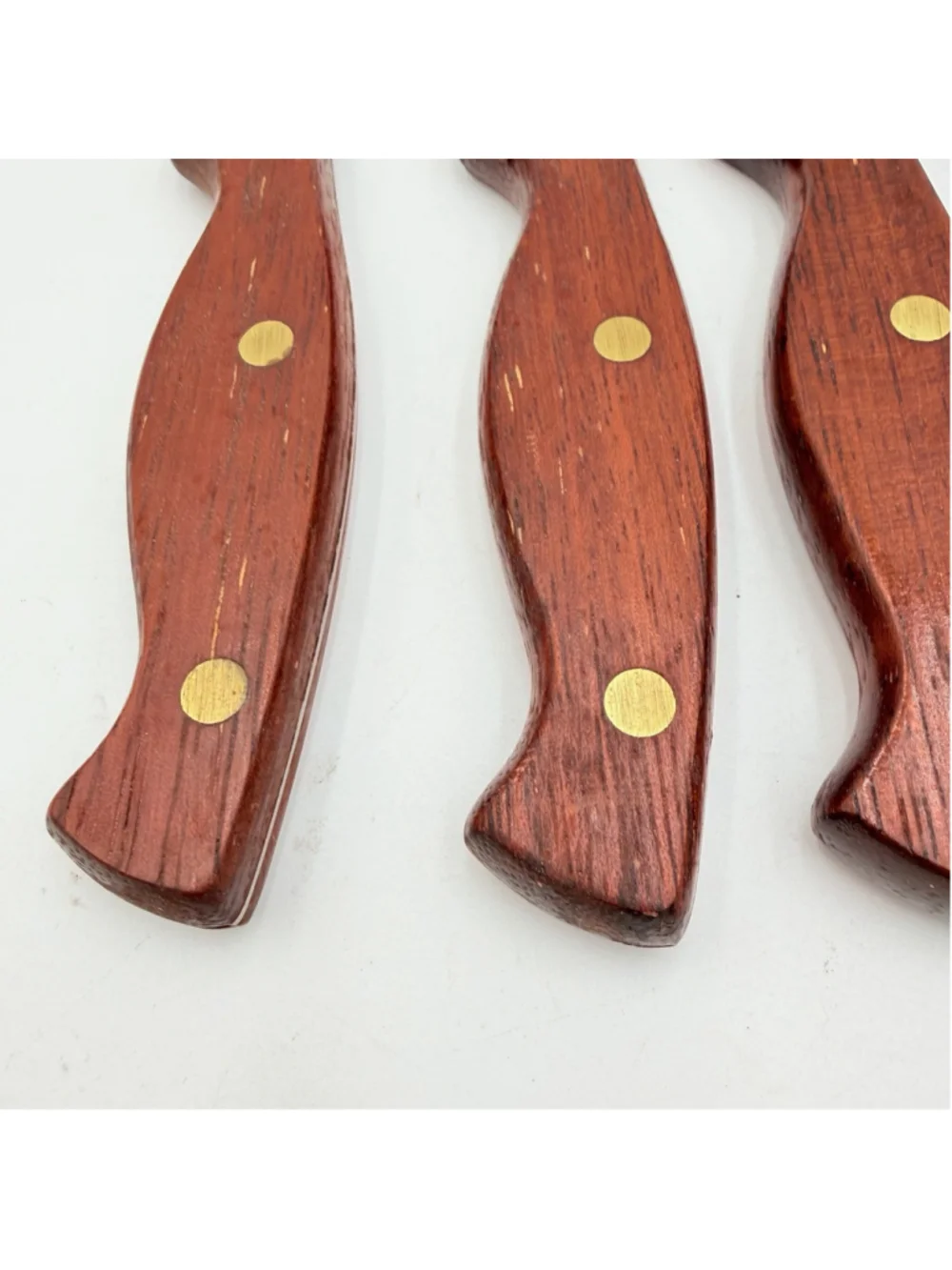 REVERE WARE 1801 Set of 8 STEAK KNIVES Serrated Stainless Wood Handles 9”